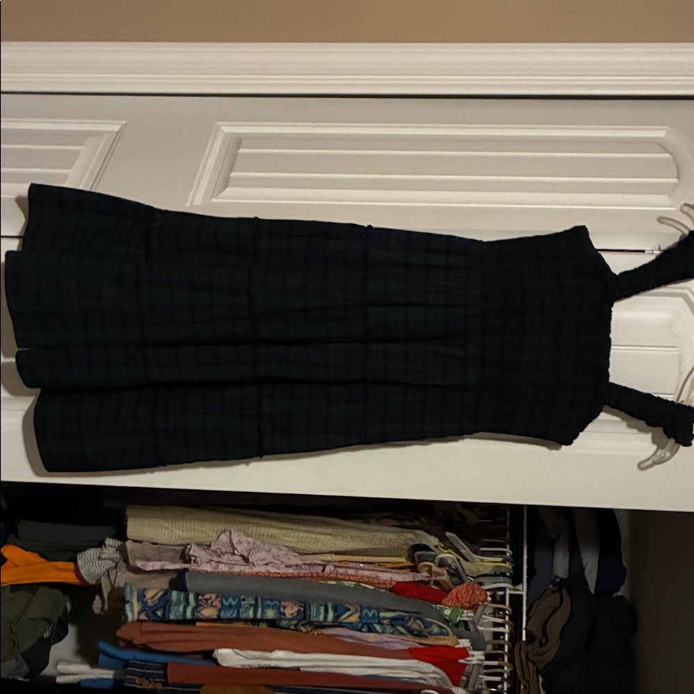 Chic Black Plaid Midi Dress